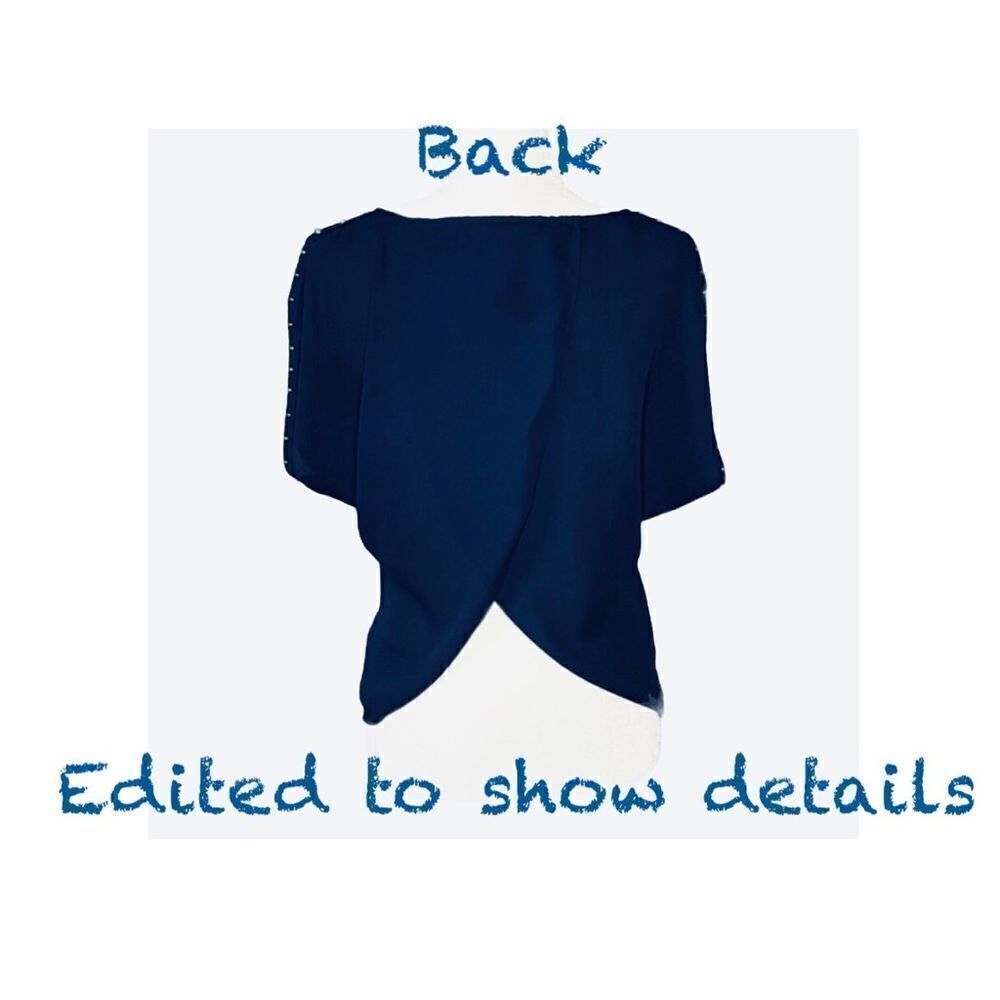 Forever 21 Navy Chiffon Top, Small - Picture 7 of 7